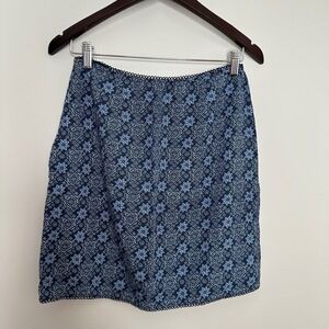 Aeropostale Women's Blue Floral Print Mini Skirt Size 10 Rayon Y2K Vinatge